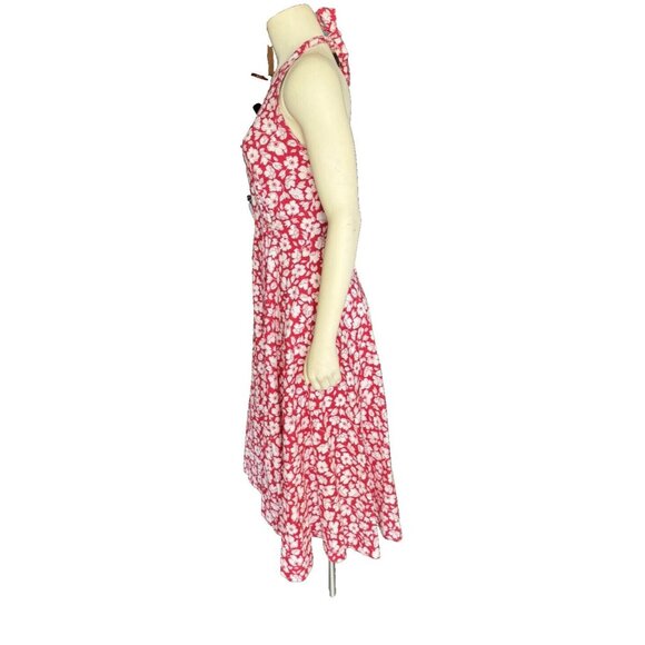 Laura Ashley Red Floral Halter Dress Vtg Sz 8 Cottage Core Garden Tea Party - Picture 8 of 16